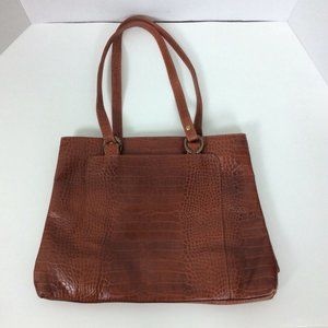 Sorpresa Brown Leather Crocodile Pattern Purse Bag